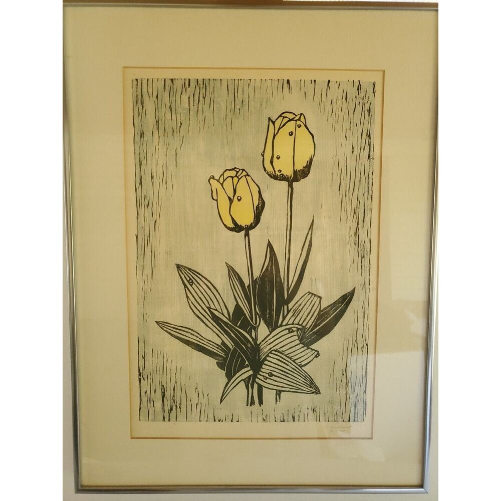 Louise Brevoort "Tulips" 16/25 Original Woodcut Signed